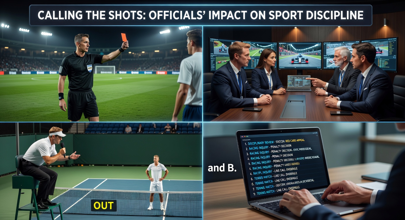 Horse racing stewards reviewing a photo-finish inquiry on screens, with tense jockeys waiting and betting terminals showing live odds fluctuations