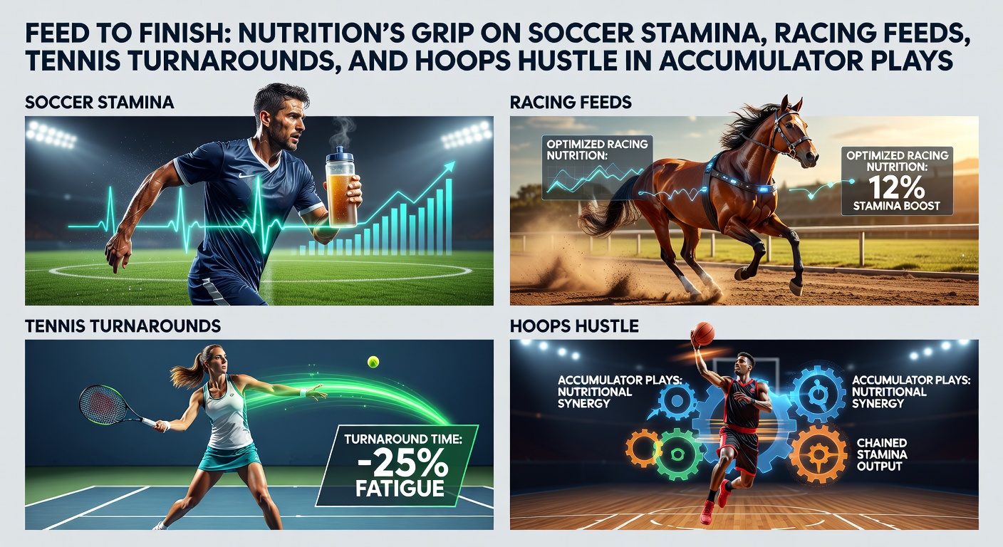 Athletes and horses in action, highlighting nutrition's role in endurance sports from soccer pitches to racetracks