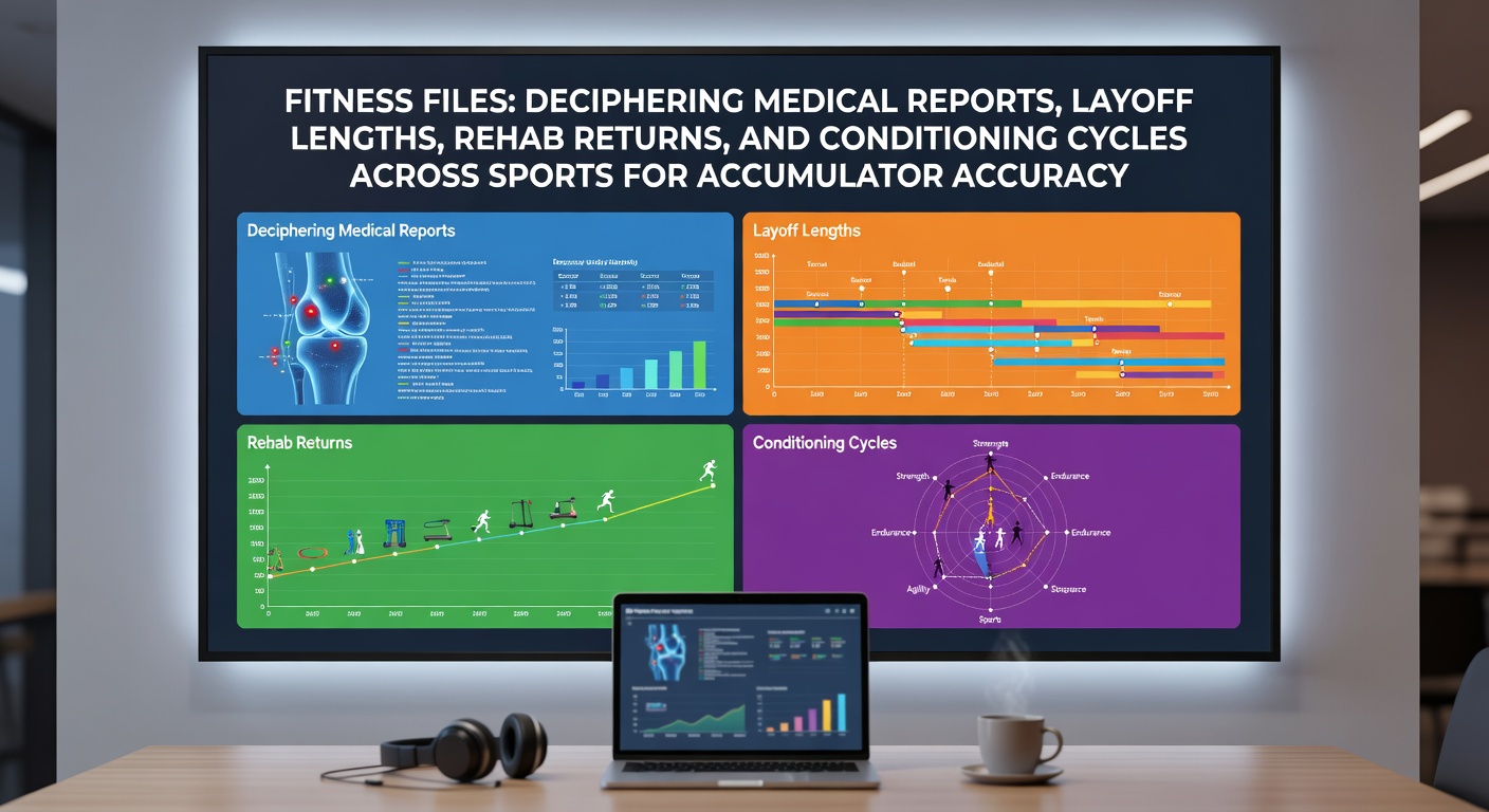 Athletes undergoing fitness assessments and medical checkups in a sports training facility, highlighting rehab equipment and conditioning drills across soccer, tennis, basketball, and horse racing stables