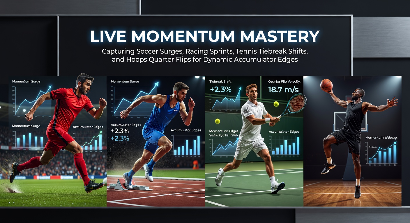 Dynamic live betting scene showing a soccer player surging forward during a momentum shift, with overlaid odds fluctuating in real-time