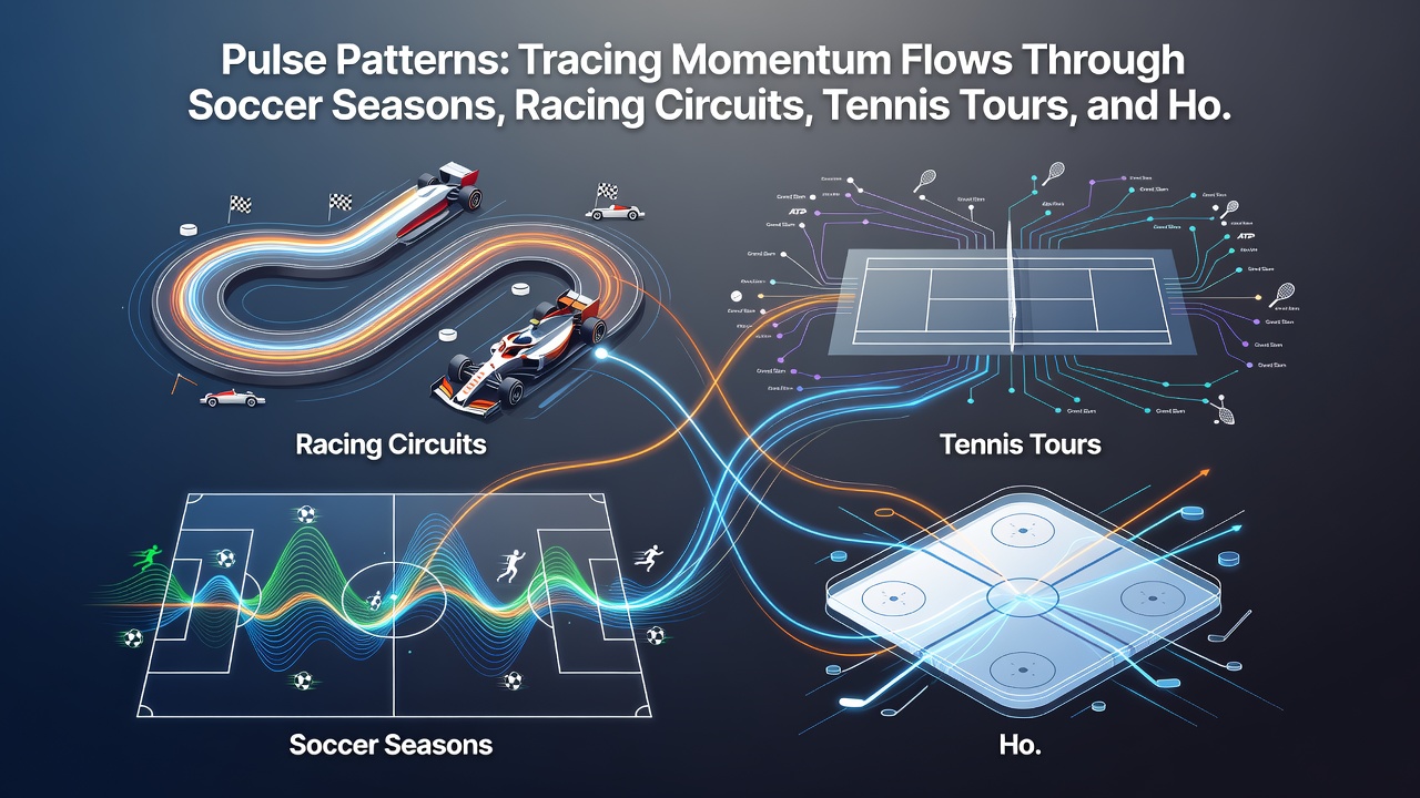 Cross-sport data integration showing momentum lines connecting different athletic disciplines