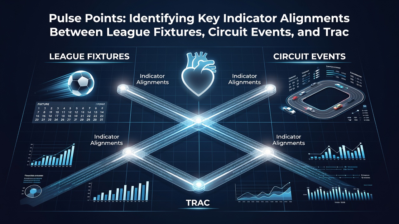 Data charts showing synchronized metrics from circuit events, league fixtures, and track performances