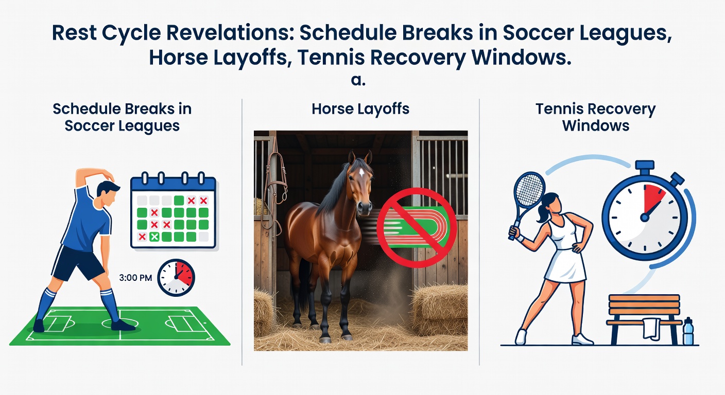 Horse being led back to track after layoff period, with jockey checking form in stable yard under sunny skies