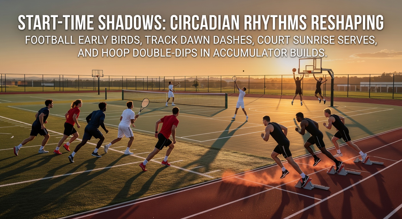 Athletes on a dimly lit football pitch at dawn, illustrating the impact of early start times on performance due to circadian rhythms