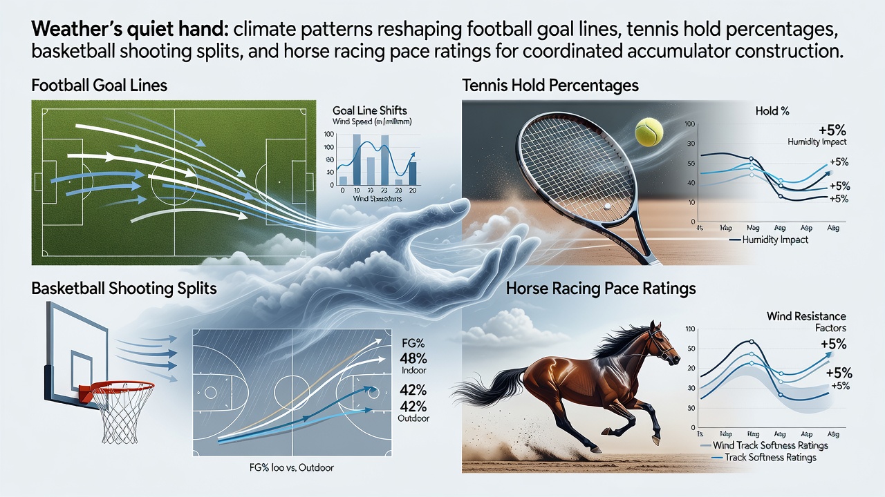 Climate patterns influencing multiple sports metrics including football, tennis, basketball, and horse racing